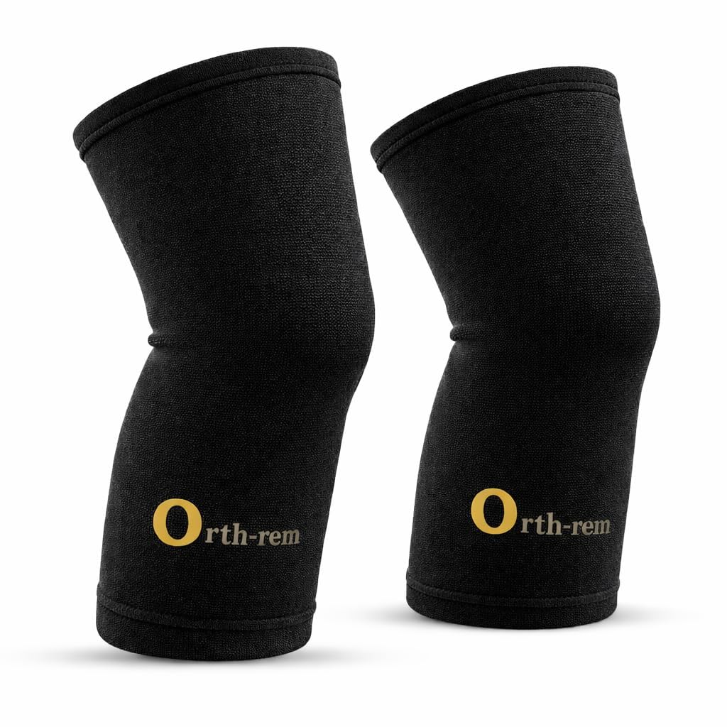 Orth-rem Knee Cap for Men & Women Pain Relief (Pair) | Knee Support Brace for Gym, Sports, Kabaddi, Cycling, Running, Exercise, Workout, Injury Recovery | Elastic Knee Compression Brace - Medium (Black)