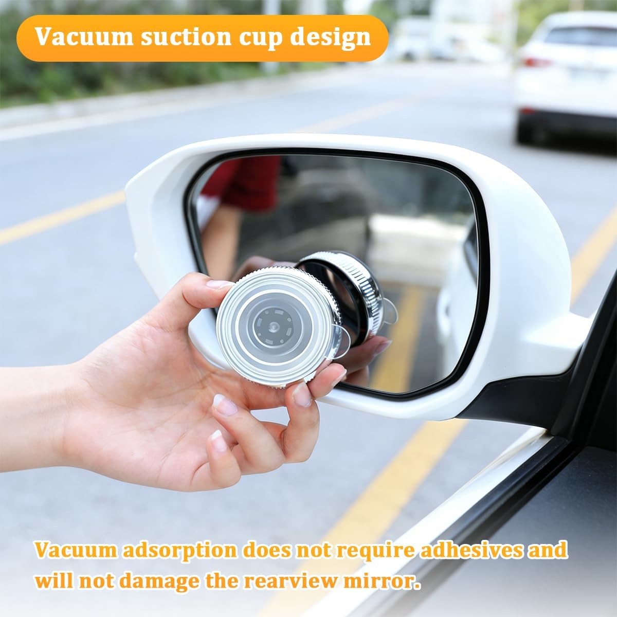 Car Blind Spot Mirrors, 2PCS Suction Cup Wide Angle Vision HD Glass Round Vehicle Rear View Convex Mirrors, Automotive Exterior Blindspot Glasses, Universal for SUV RV Truck (Silver)