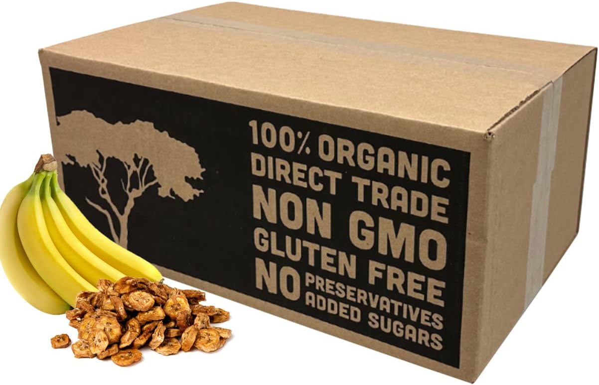 Mavuno Harvest Dried Banana Chips Fruit Snacks | Organic Dried Banana | Healthy Snacks for Kids & Adults | Unsweetened Banana Chips | Gluten Free Snack | Vegan, Non GMO, Direct Trade | Bulk 10 Pounds