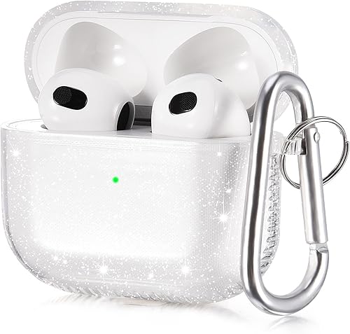 Vista 8 de KOREDA Funda compatible con AirPods 3 2021 de 3ª generación, funda protectora transparente de TPU suave y transparente con llavero para AirPod 3,