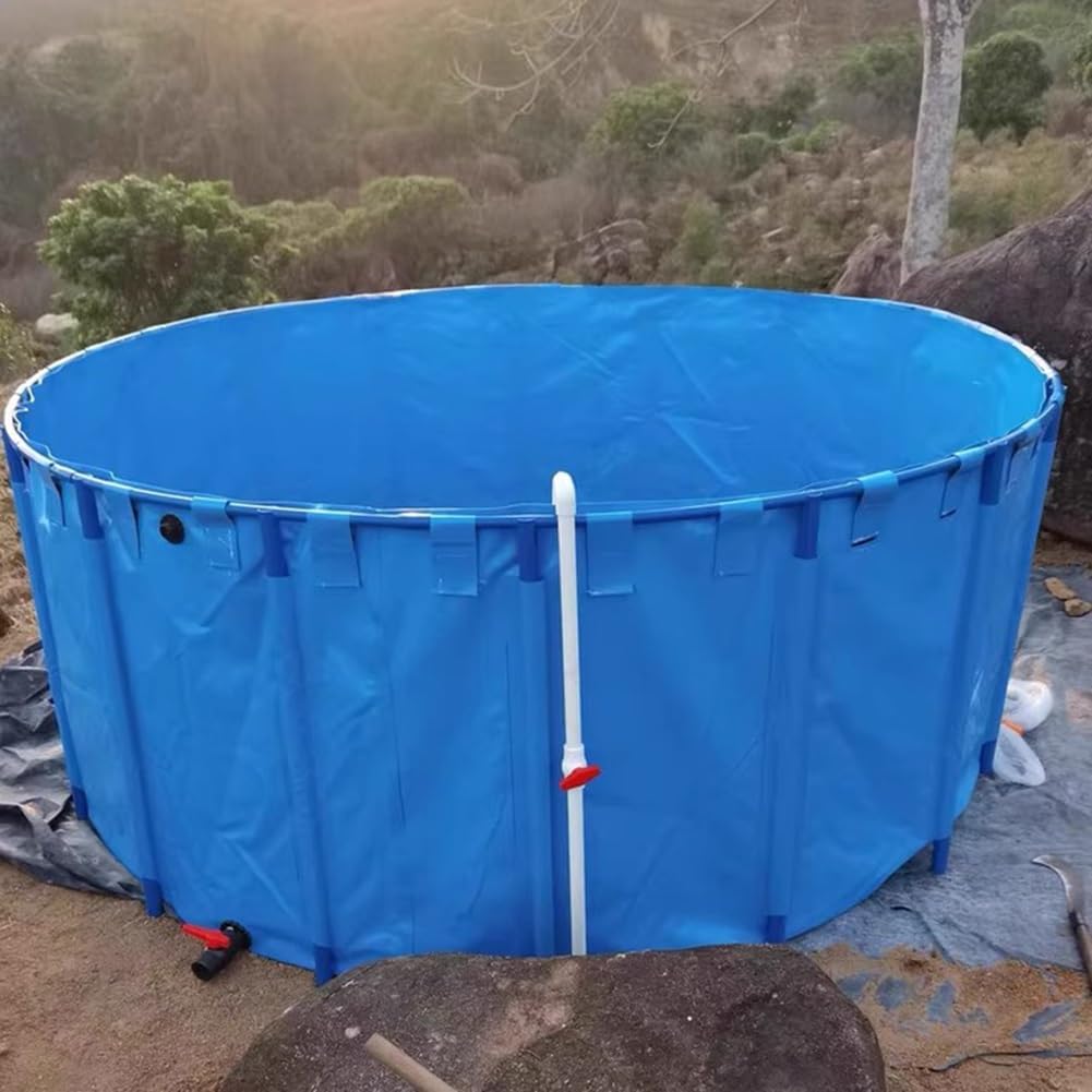 Durable 1.8x1m PVC Framed Round Fish Pond - Thickened Canvas Koi Pool for Outdoor Use, Ideal for Fish Farming & Aquatic Plants, 5.9x3.28ft