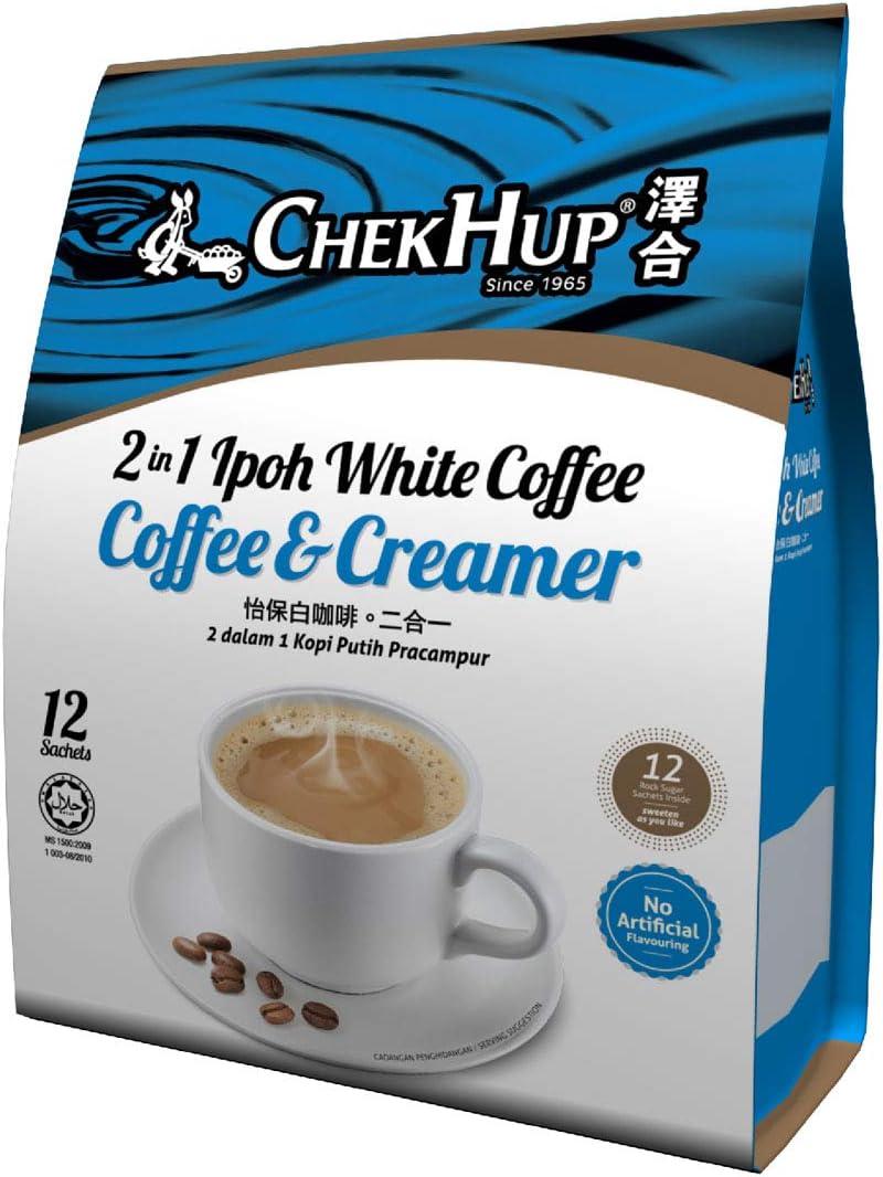 Malaysia Famous Chek Hup Instant Ipoh White Coffee with Low GI Premium Rock Sugar by Ametsus (2 In 1 COFFEE & CREAMER)