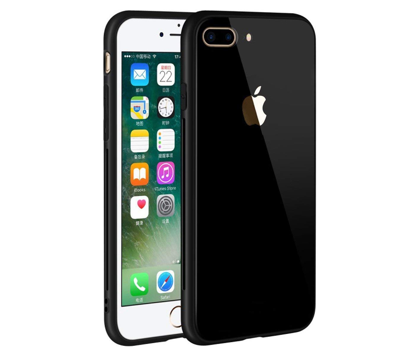 GoldFox Case Cover,Tempered Glass Back Soft TPU Bumper Anti-Scratch Shockproof Drop Protection Slim Fit Cover for Apple iPhone 7 Plus - Black (B08CZLFJTT) Amazon Price History, Amazon Price Tracker