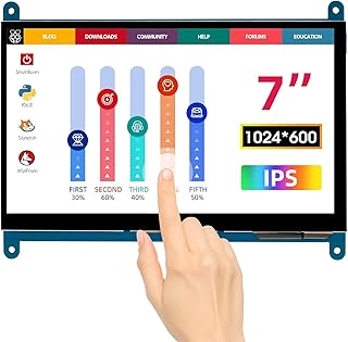 ELECROW 7 Inch 1024×600 Touchscreen for Raspberry Pi: IPS Capacitive Touch Screen LCD Display, Mini Portable Monitor Compatible with Raspberry Pi 5/4/3, BB Black, Banana Pi, Windows 10/8/7 Driver Free