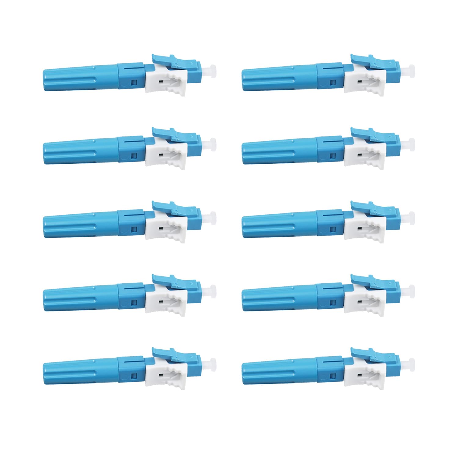 10 pcs LC Singlemode Fiber Optic Quick Assembly Connector Fiber Optic Fast Connectors Singlemode 9/125 Mechanical Connectors Adapter for 0.9/2.0/3.0/2.0 * 1.6/2.0 * 3.0mm Fiber Round Cable