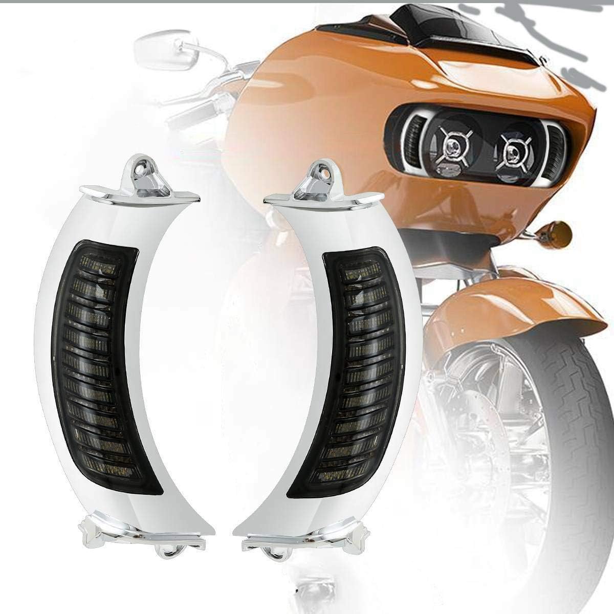 Green-L Pair Front LED Side Marker Turn Signal Light Fit For Harley Touring Road Glide 2015-2024