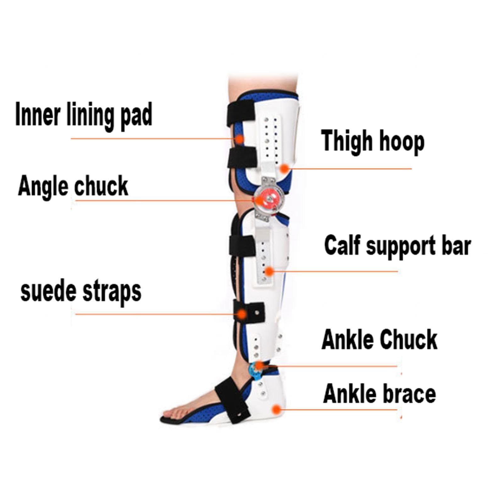 Rodillera Articulada ROM Inmovilizador de Rodilla Postoperatorio Rodillera Pierna Ortopédica Patelar Estabilizador Rodillera de Bloqueo con Estabilizadores Laterales Para ACL,Meniscus Tear,Right