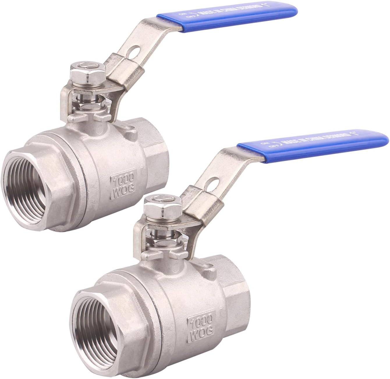 DERNORD 2 Pack Stainless Steel 304 Ball Valve, Full Port Heavy Duty for WOG with Locking Device (1" NPT)