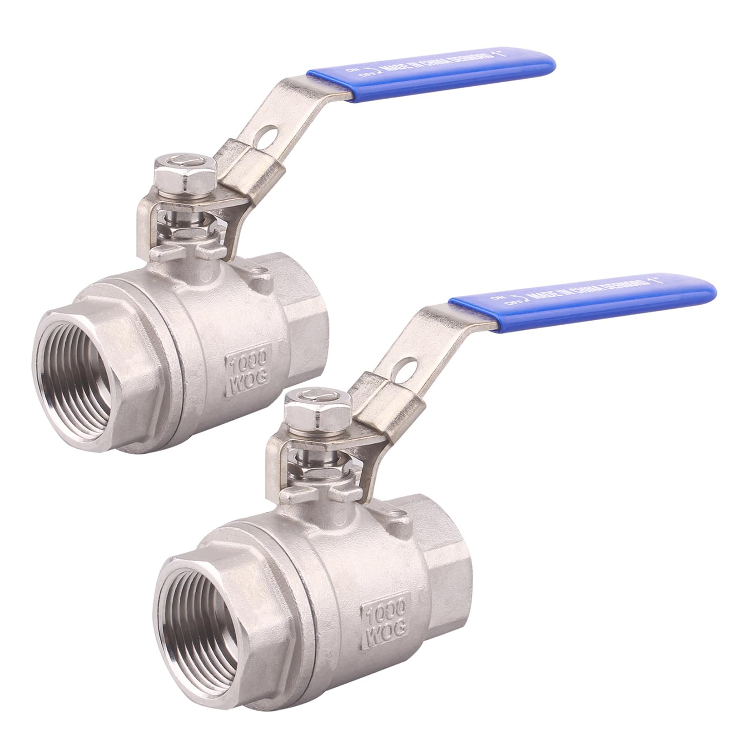 DERNORD Paquete de 2 válvulas de bola de acero inoxidable 304, puerto completo de 2 piezas resistentes para WOG con dispositivo de bloqueo (1 pulgada NPT)