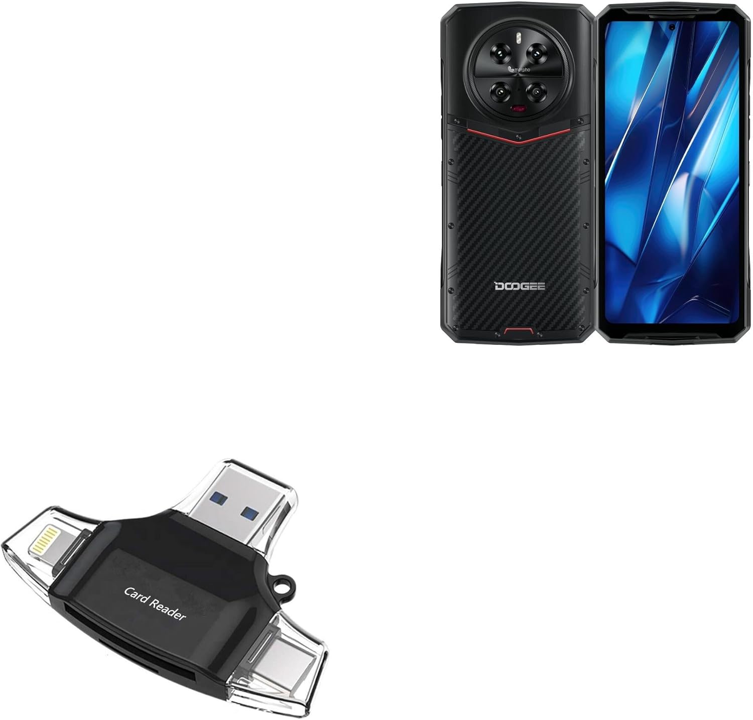BoxWave Smart Gadget Compatible with Doogee DK10 - AllReader SD Card Reader, microSD Card Reader SD Compact USB - Jet Black