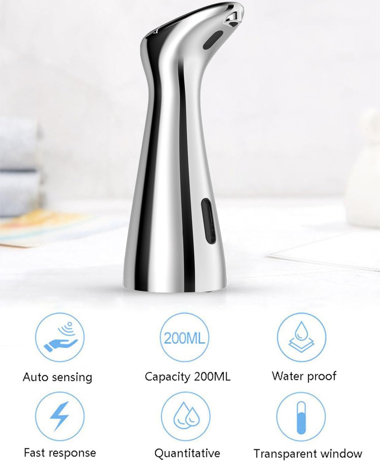 Dispensador automático de jabón sin contacto con clasificación IPX6 impermeable para encimera de baño y cocina