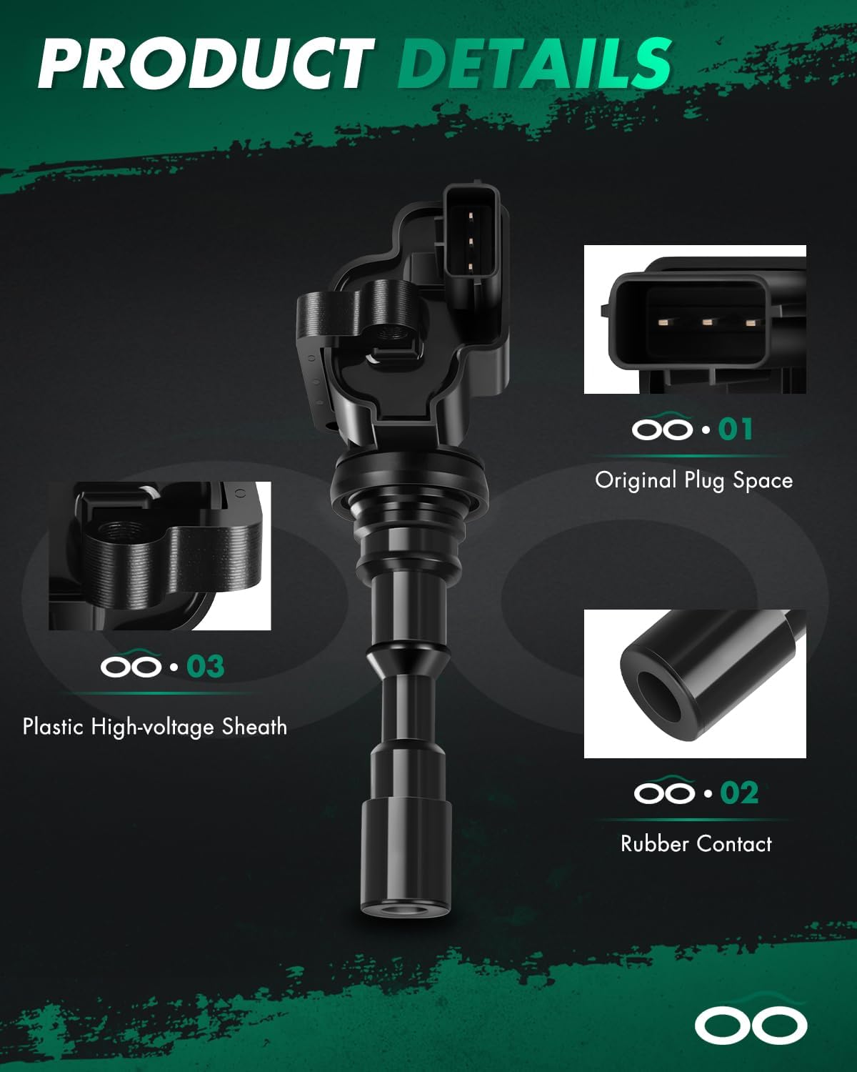 SCITOO Ignition Coil Coils Pack fits for Kia Sedona 3.5L 2002-2005 for Hyundai XG350 3.5L 2002 for Hyundai XG300 3.0L 2001 UF432 5C1709 52-2064 1 PCS