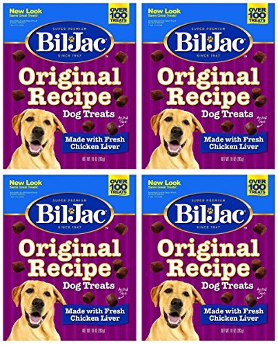 Bil-Jac Dog Treats - Original Recipe Chicken Liver Soft Puppy Training Treat Rewards, Resealable Double Zipper Pouch (Sizes Vary) (4, 10oz)
