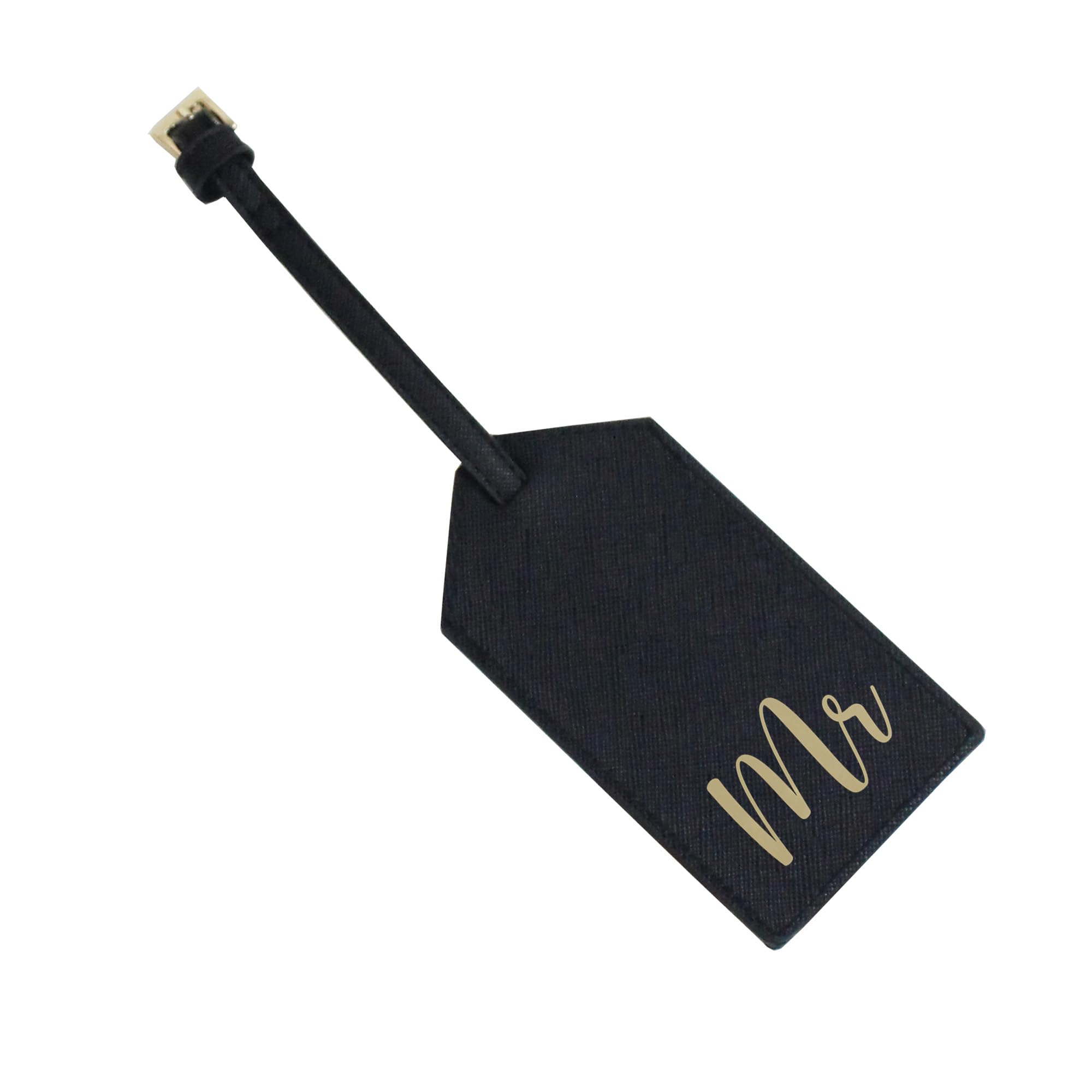 eBuyGB Mr Luggage Tag, Destination Wedding, Honeymoon Gift, Newlywed Gift, PU Leather Tag, His Suitcase Baggage Label Tag (Black)