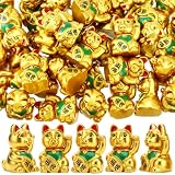 Soulchen 50 Pcs Classic Mini Resin Cat Figurines Lucky Welcome Cat