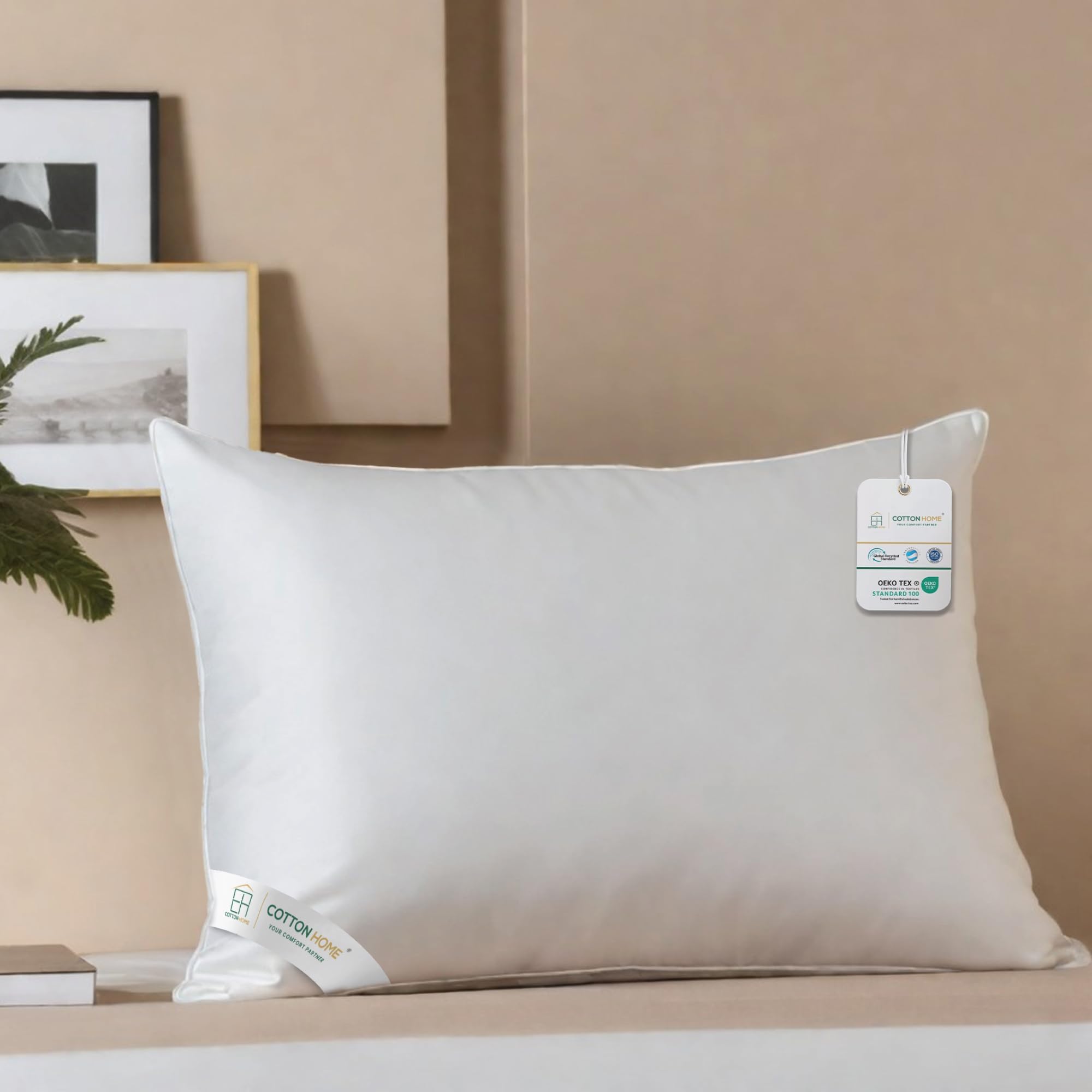 Cotton Home® Comfort Pillow 50 X 75 cm Bed Pillows for Sleeping Standard Microfiber Sleep Hotel Luxury Bedding Sleep Pillow For Side Support Feels Soft Fluffy Pillows For Bed (White) Pack of 1