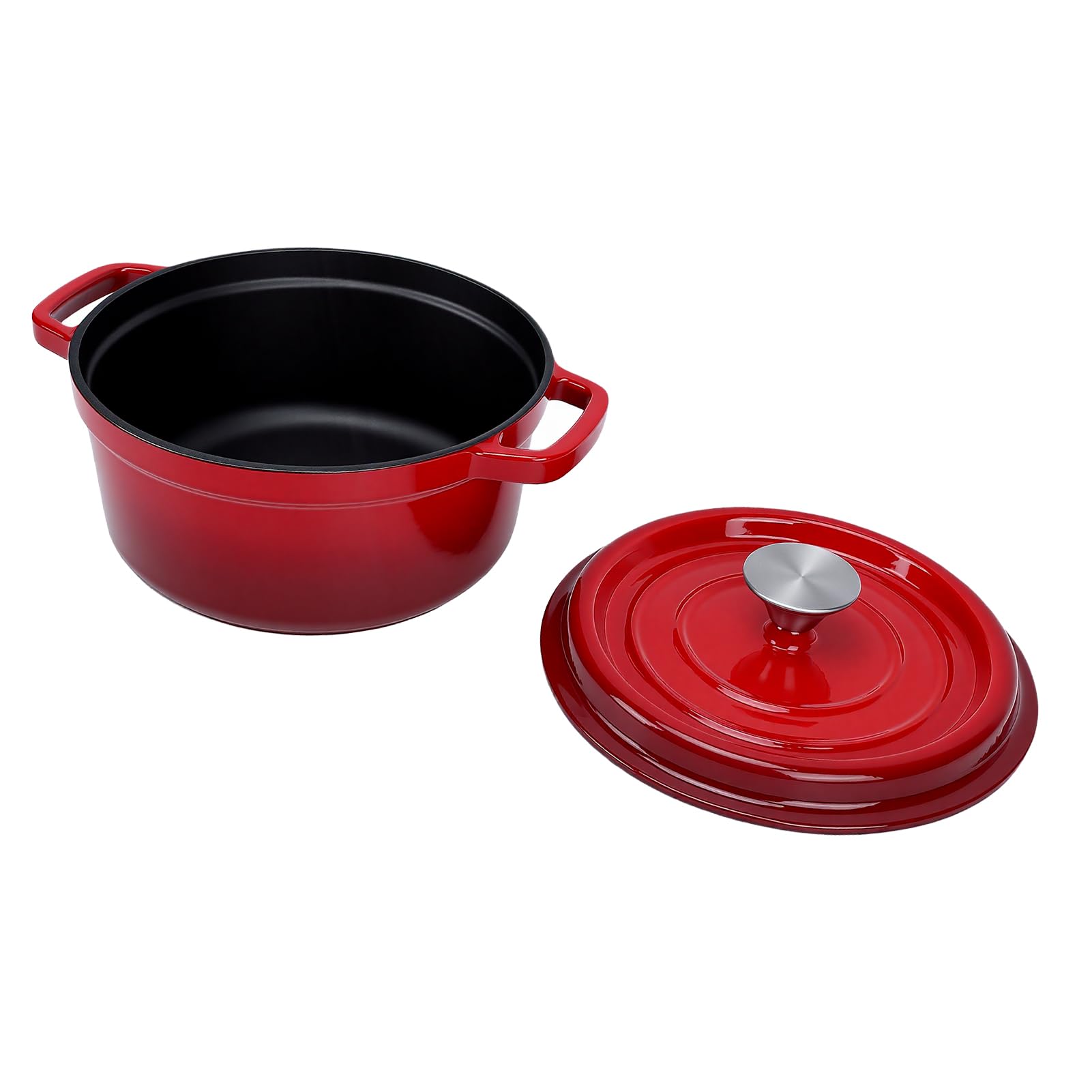 Piekarnik Holenderski 7 L, Piekarniki Holenderskie Garnek z pokrywką Podwójny Uchwyt z Podwójnymi Uszami do Pieczenia Chleba Gulasz Pieczona Płyta Indukcyjna Piekarnik Holenderski 7 L,