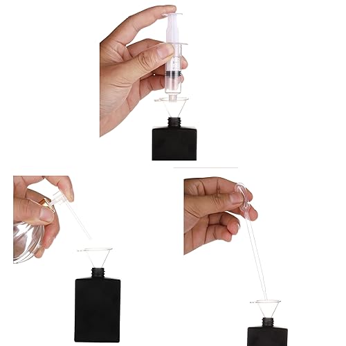 Miniatura 4 de Paquete de 6 botellas de perfume recargables de 1.0fl oz  1 oz, color negro, surtido, botella atomizadora de perfume cuadrada portátil de vidrio