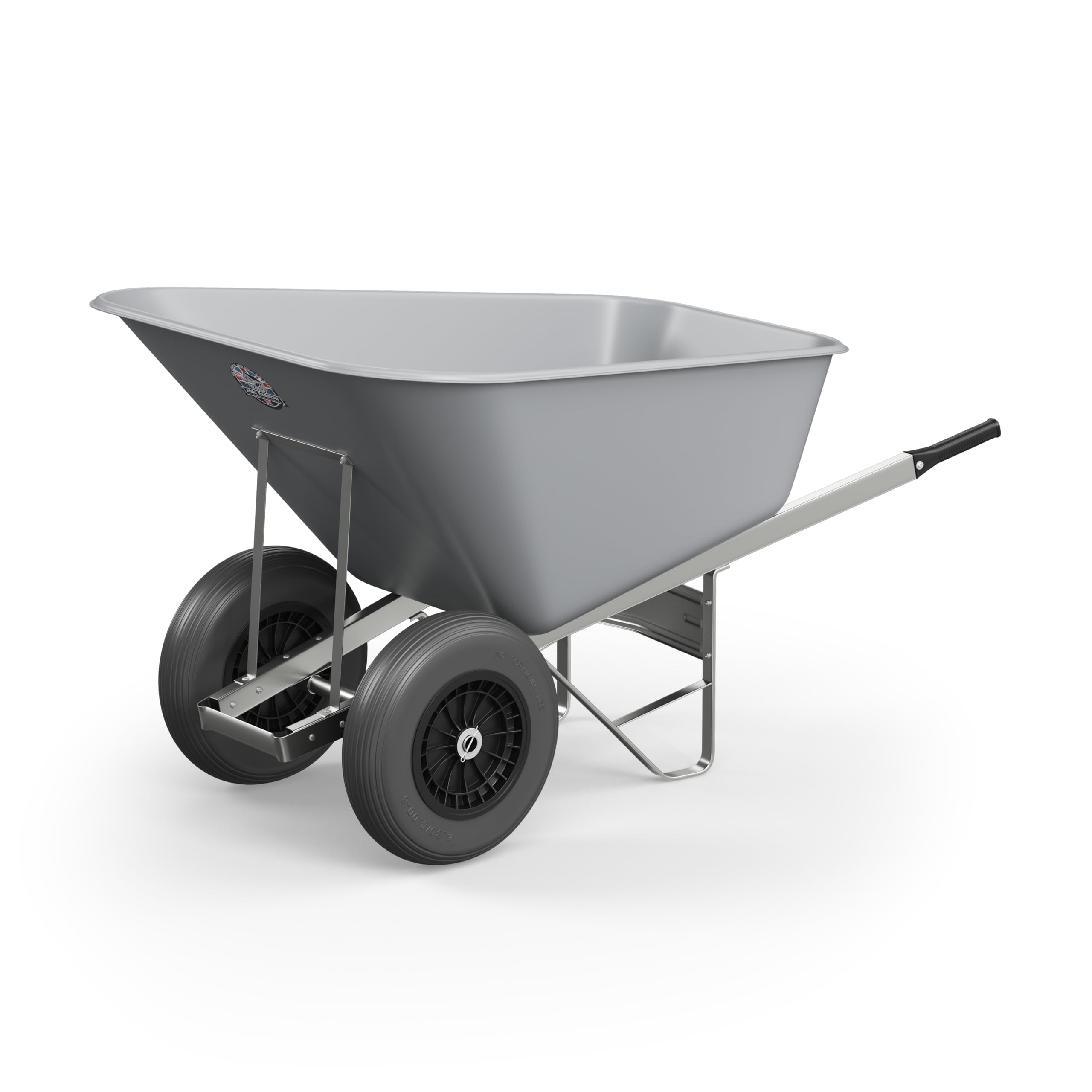 Agri Barrow Wheelbarrow Twin 200 Litre Plastic Tub Puncture Proof Fat Tyres Grey from B&Q