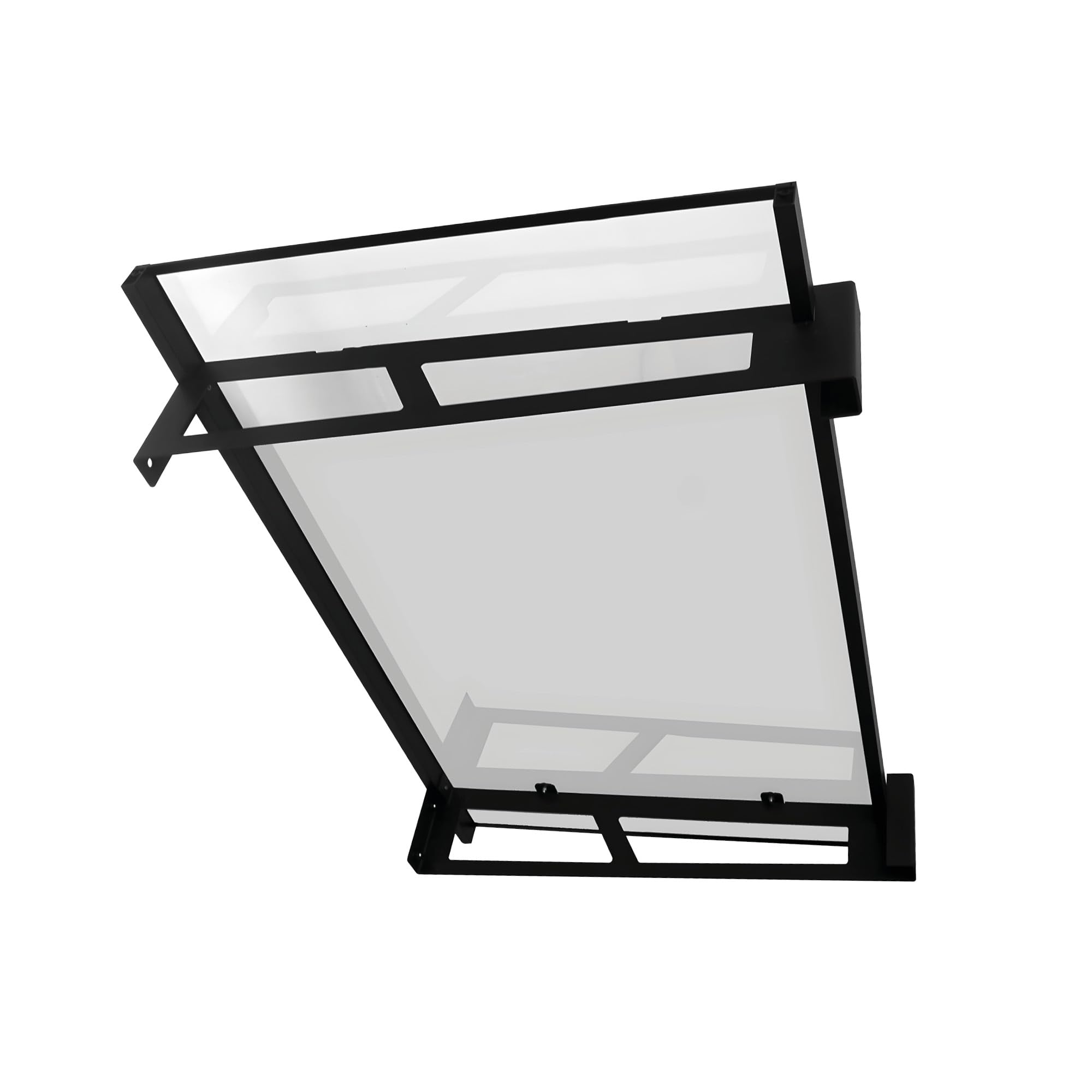 Wasabi - Marquesina Puerta Exterior 120x80 cm Axis – Policarbonato Sólido 2,7mm – Soportes de Hierro Negro – Fácil Montaje – Tejadillo Protección Lluvia Ventana – Cubierta Resistente Jardín Terraza