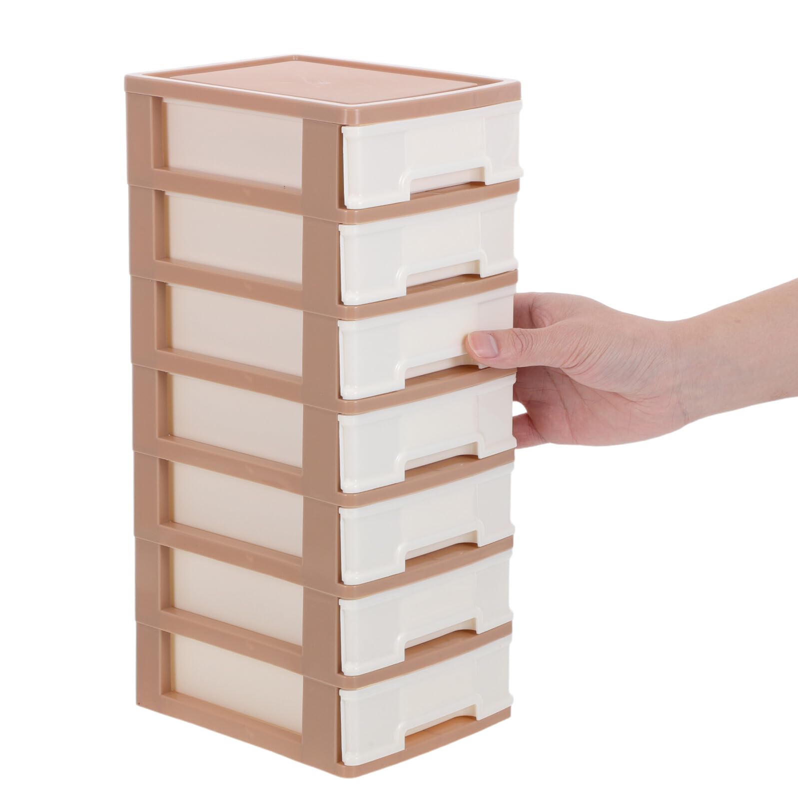 Organizador de Escritorio de Plástico 7 Cajones Marrón | Diseño Multicapa de Almacenamiento, Estructura Resistente, Uso Versátil, Adecuado para Apartamentos Pequeños y Dormitorios