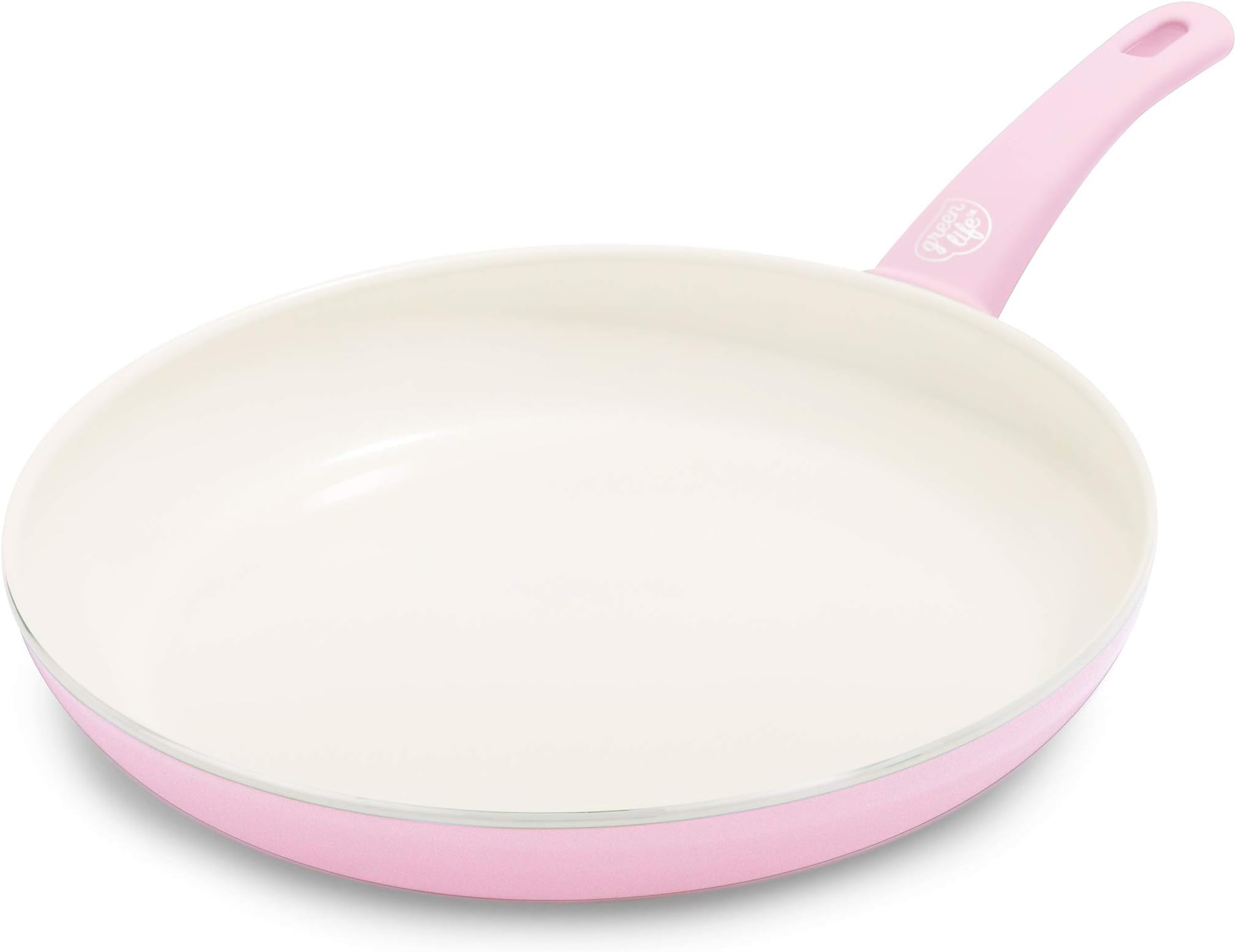GreenLife Soft Grip Healthy Ceramic Nonstick 12" Frying Pan Skillet, PFAS-Free, Dishwasher Safe, Pink