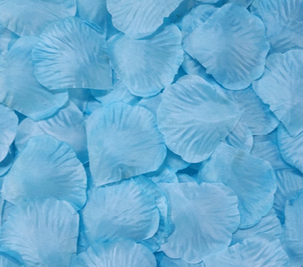 Ewandastore 1000 Pcs Fabric Silk Artificial Flower Rose Petals Wedding Favor Bridal Party Vase Decoration Table Confetti(Lake Blue)
