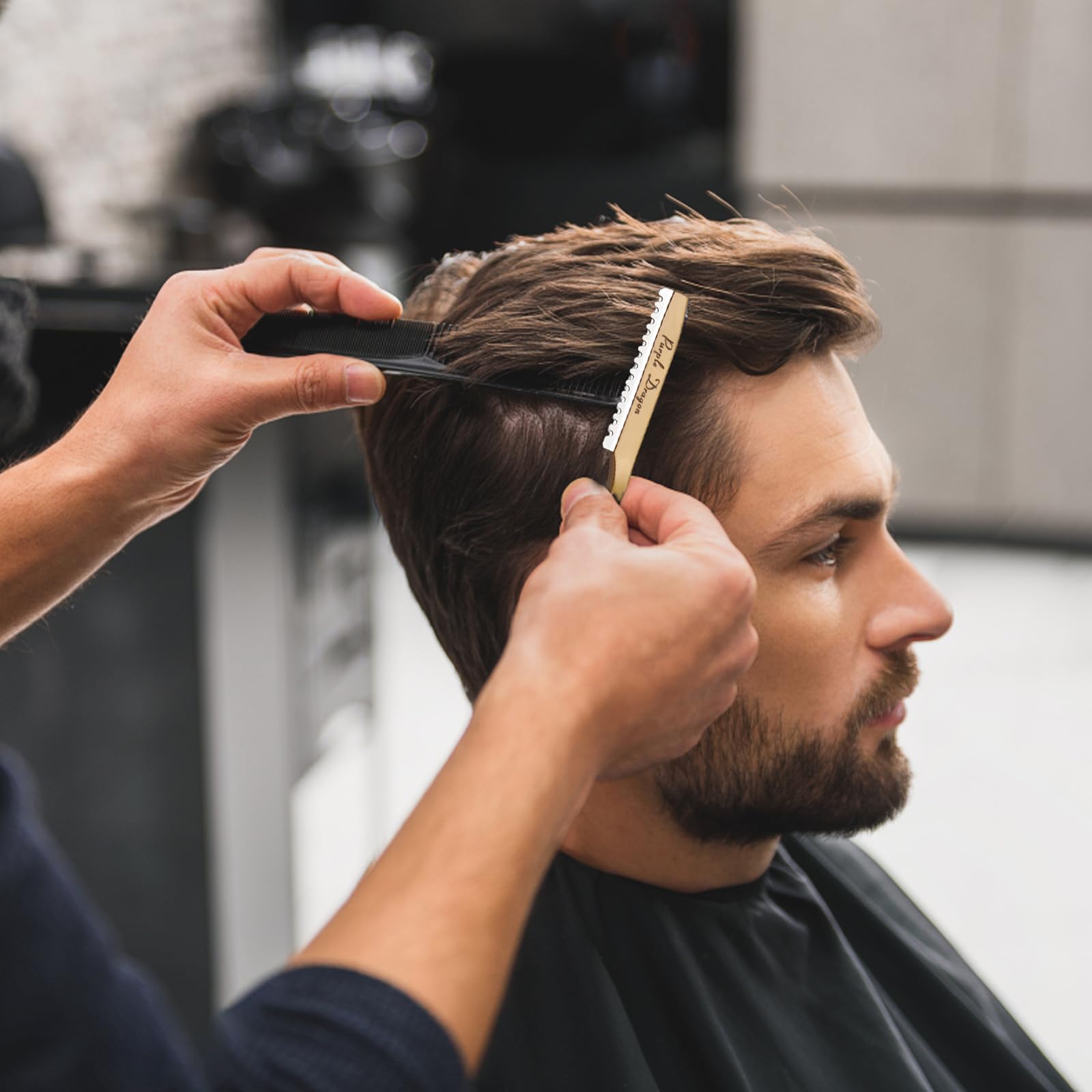 Cuchillo para Adelgazar el Cabello, Cuchilla de Afeitar de Peinado, Maquinillas de Afeitar Texturizadoras de Corte Manual de Cabello con 10 Navajas de Repuesto (Oro)