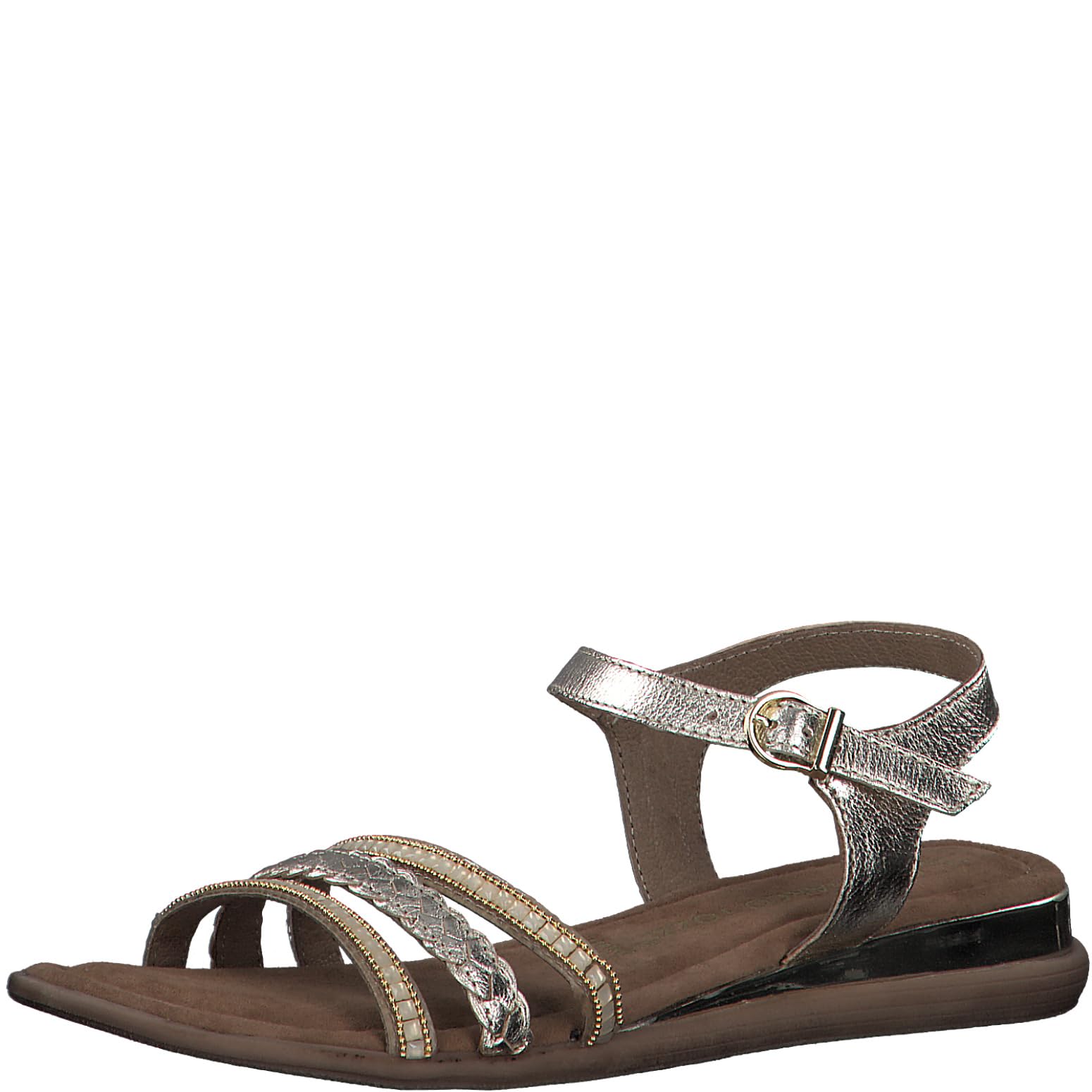 MARCO TOZZI Women's 2-28118-42 Heeled Sandal, Gold Comb, 5