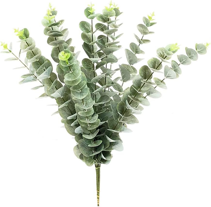 10Pcs Artificial Flower Faux Eucalyptus Leaves Spray Artificial Eucalyptus Branches Plants Artificial Greenery Stems 21.2" Tall for Greenery Holiday Wedding Party Floral Arrangement (Color 1- 10Pcs)
