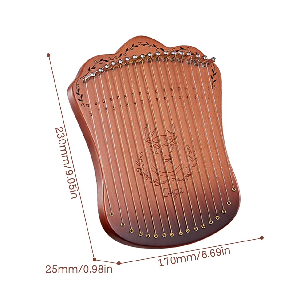 HUIOP Lira Arpa 17 Corde Portatile in Legno Massello di Faggio - Strumento Musicale Con Chiave di Accordatura e Plettri per Principianti, Bambini e Adulti