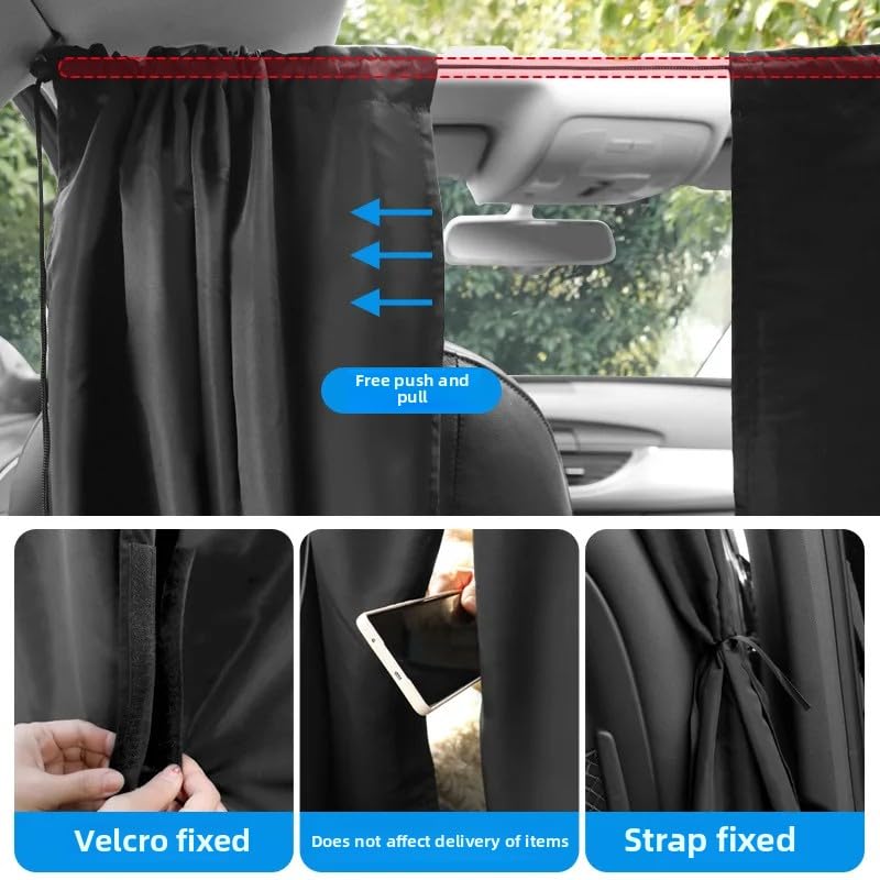 Rideau Voiture, Rideau Occultant Voiture Rideau de séparation for siège arrière Voiture, Pare-Soleil spécial Bus et fourgonnette, séparateur Avant Automobile(C 4pcs)
