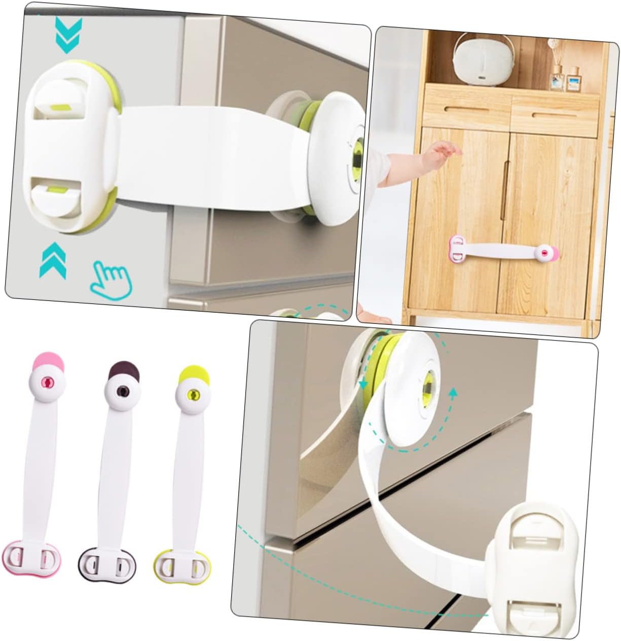 HEMOTON 3pcs Boy Girl Safety Locks Babyproof Cabinet Locks Safe Easy Installation
