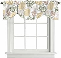 Vista 36 de Cenefa de amarre para ventanas, cortinas náuticas costeras de coral oceánico, cenefas con bolsillo para barra, tratamientos para ventanas