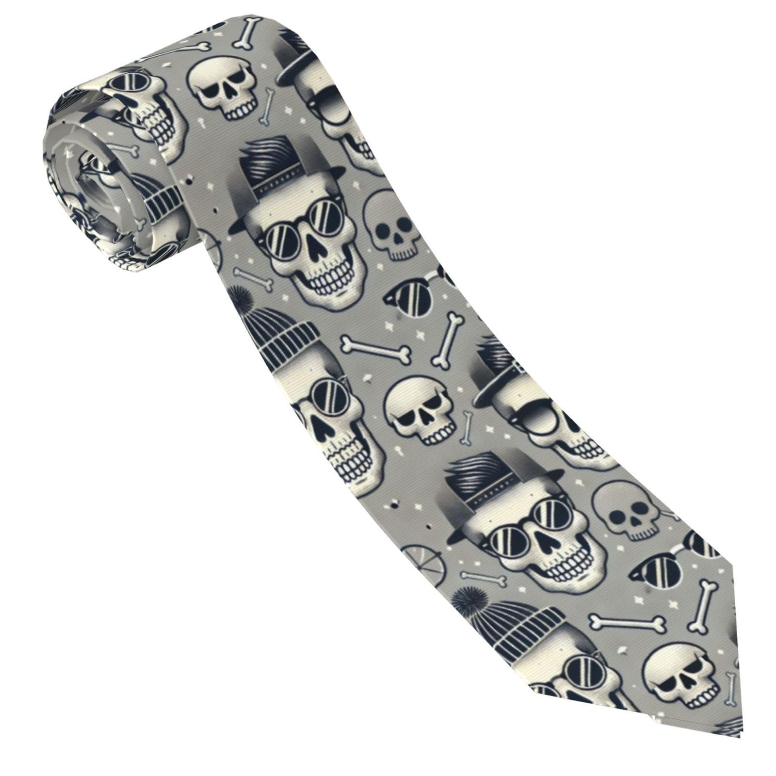 Anceky Unisex As Pic Mens Classic Necktie For Business,Formal,Wedding Hipster Grey Skull Halloween Tie