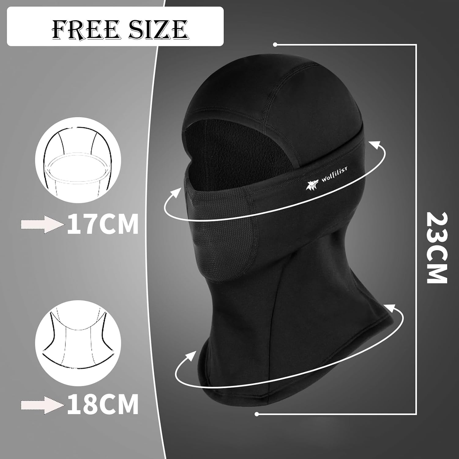 WOLFILIST Balaclava Ski Mask for Men & Women, Windproof Thermal Fleece Face Mask for Winter Sports,Motorcycle, Skiing