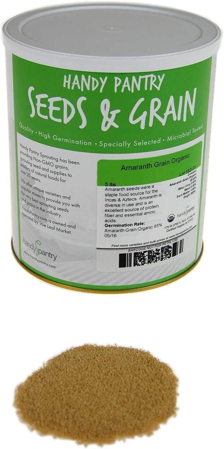 Organic Amaranth Seeds- 1 Lbs- Grain Seed for Sprouting Sprouts, Cooking, Grinding for Flour, Soup, Food Storage & More