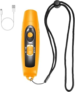 Electronic Whistle Rechargeable for Referees Coaches Teachers Electric Whistle Handheld Whistles with USB Charging for Outdoor Sports Games Emergency Whistle with Lanyard 4 Tones High Volume, Yellow