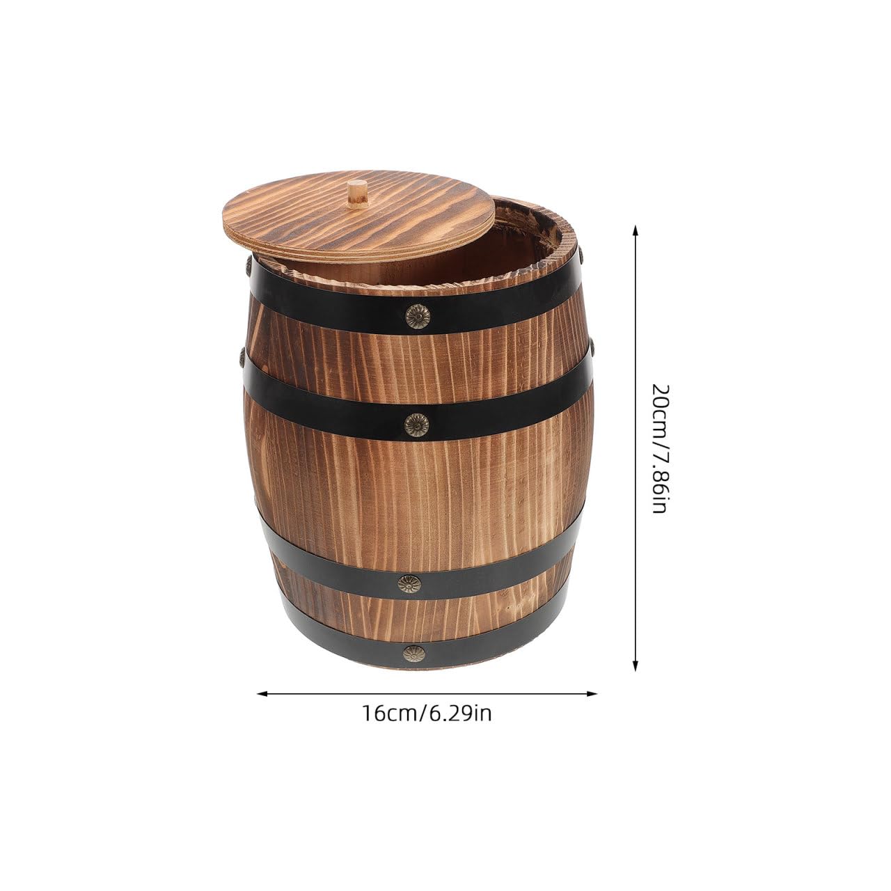 Abaodam Holzfass Utensilienhalter Küche, 20 cm Großer Besteckhalter Aus Karbonisiertem Holz Mit Deckel, Vintage Deko Weinfass Für Kochutensilien, Rustikaler Kochlöffelhalter