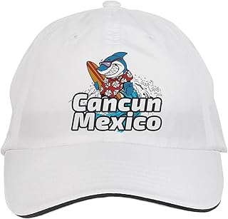 Makoroni - Cancun Mexico Surf Surfing Beach Hat Adjustable Cap, DesX44 White