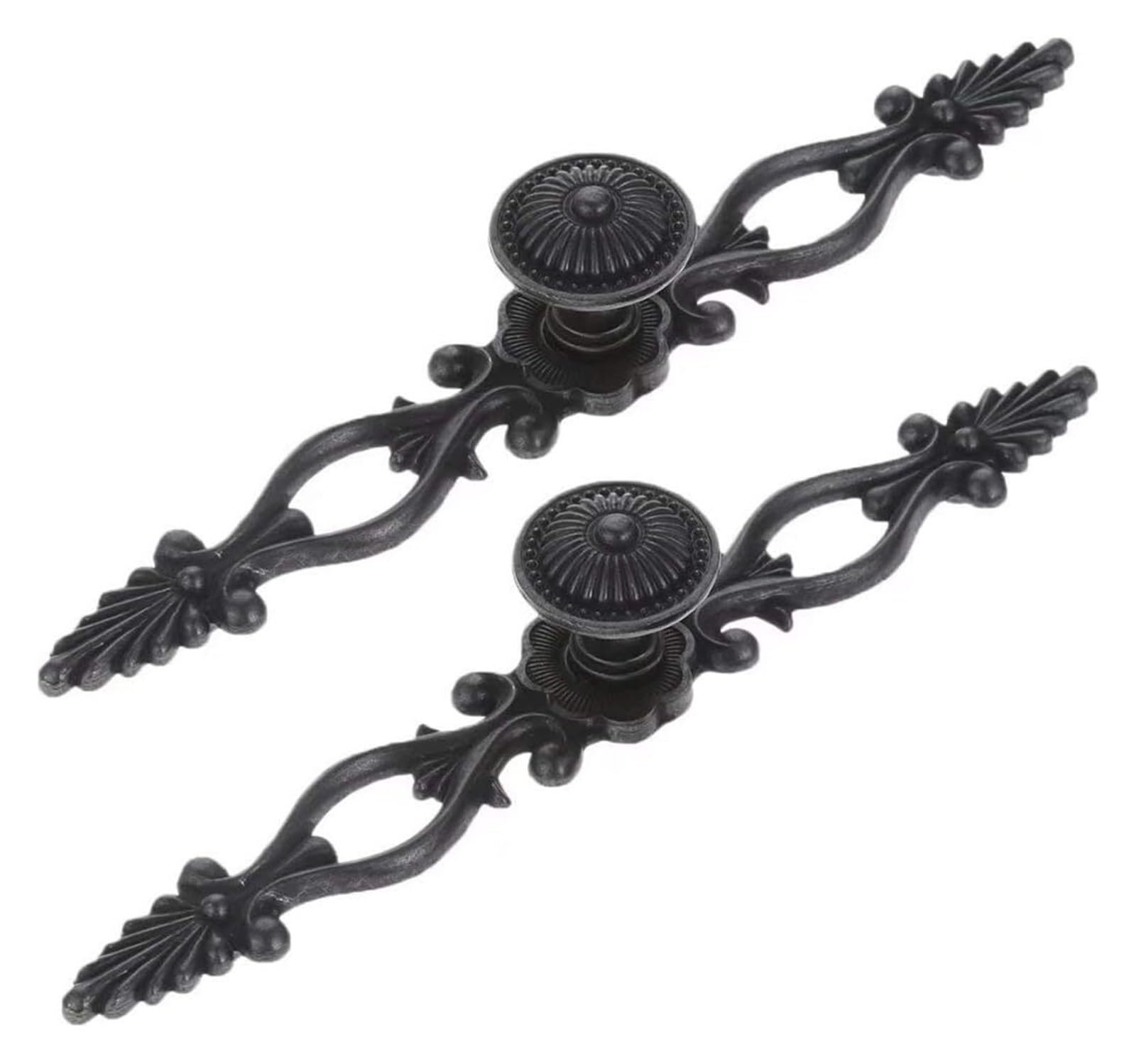 Opeximatun Kitchen Cupboard Handles, Zinc Alloy Cabinet Drawer Handles Retro Black for Kitchen Dresser Drawers Cupboard(Hole Distance:128mm)