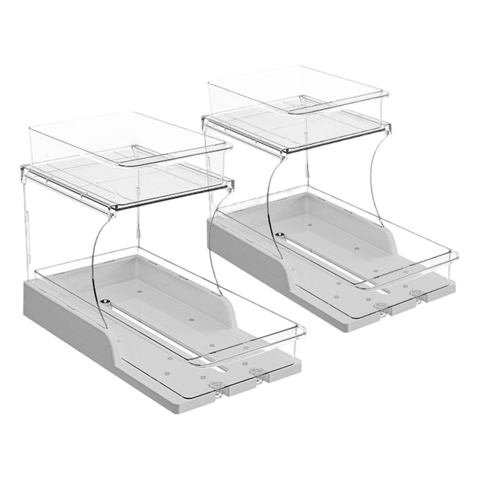 2Pcs Cabinet Storage for Kitchen Bathroom ABS Clear Shelf Under Sink Storage Rack