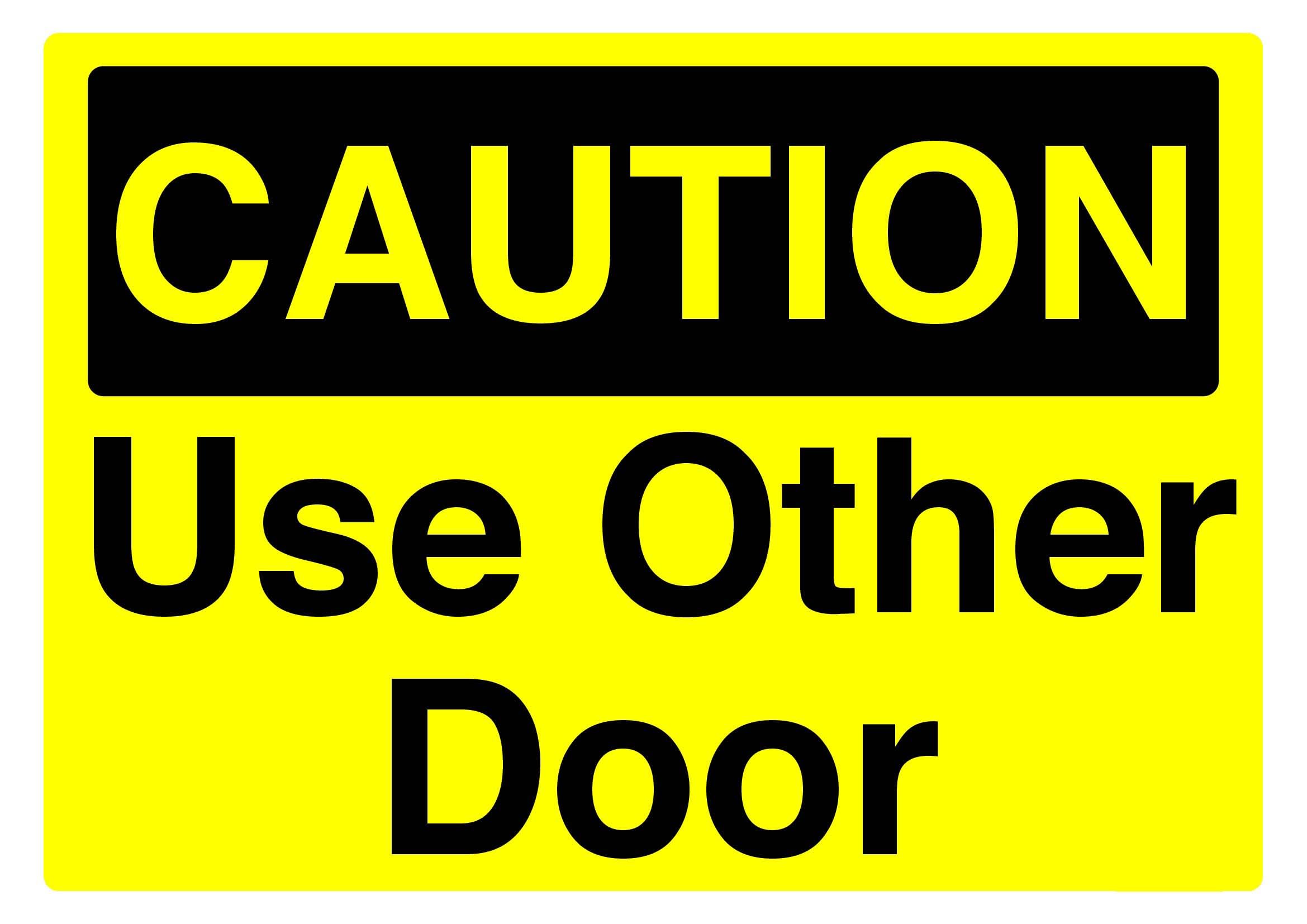 Use other door Caution Sign, 12x8 Inch Metal Tin Sign, Guidance Wall Plaque for Public Buildings and Workplaces