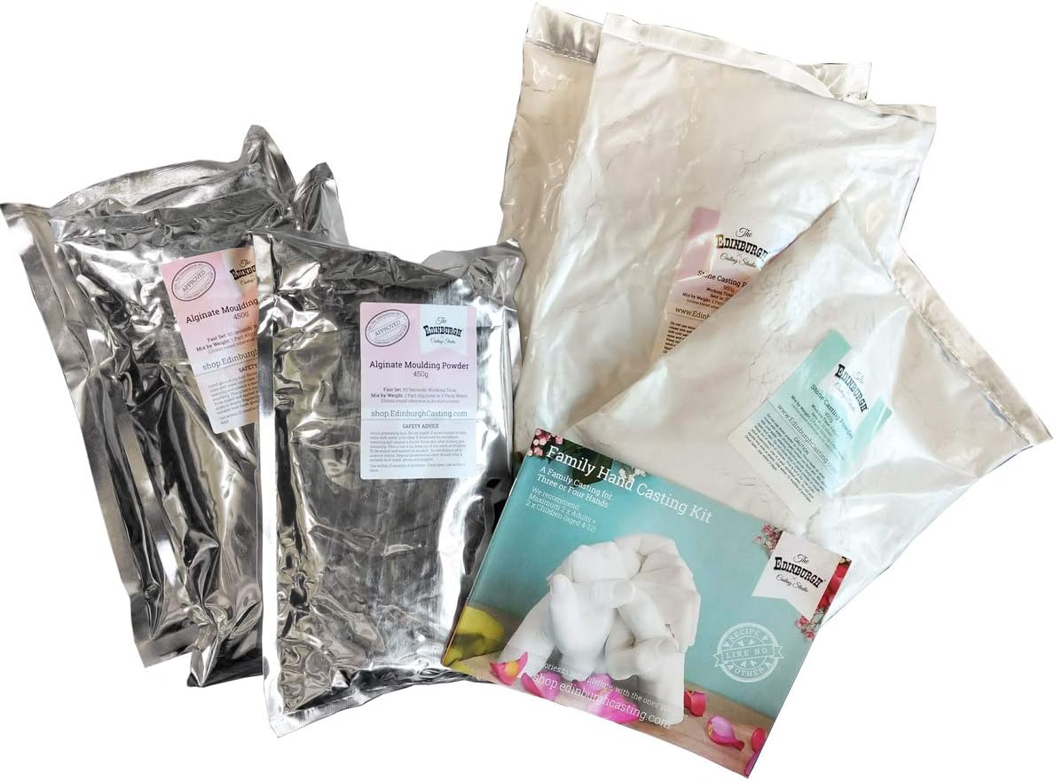 Edinburgh Casting Studio Family Casting Kit Refill - Hand Casting Kit Refill with Alginate Molding Powder and Stone Cast for Family Kit