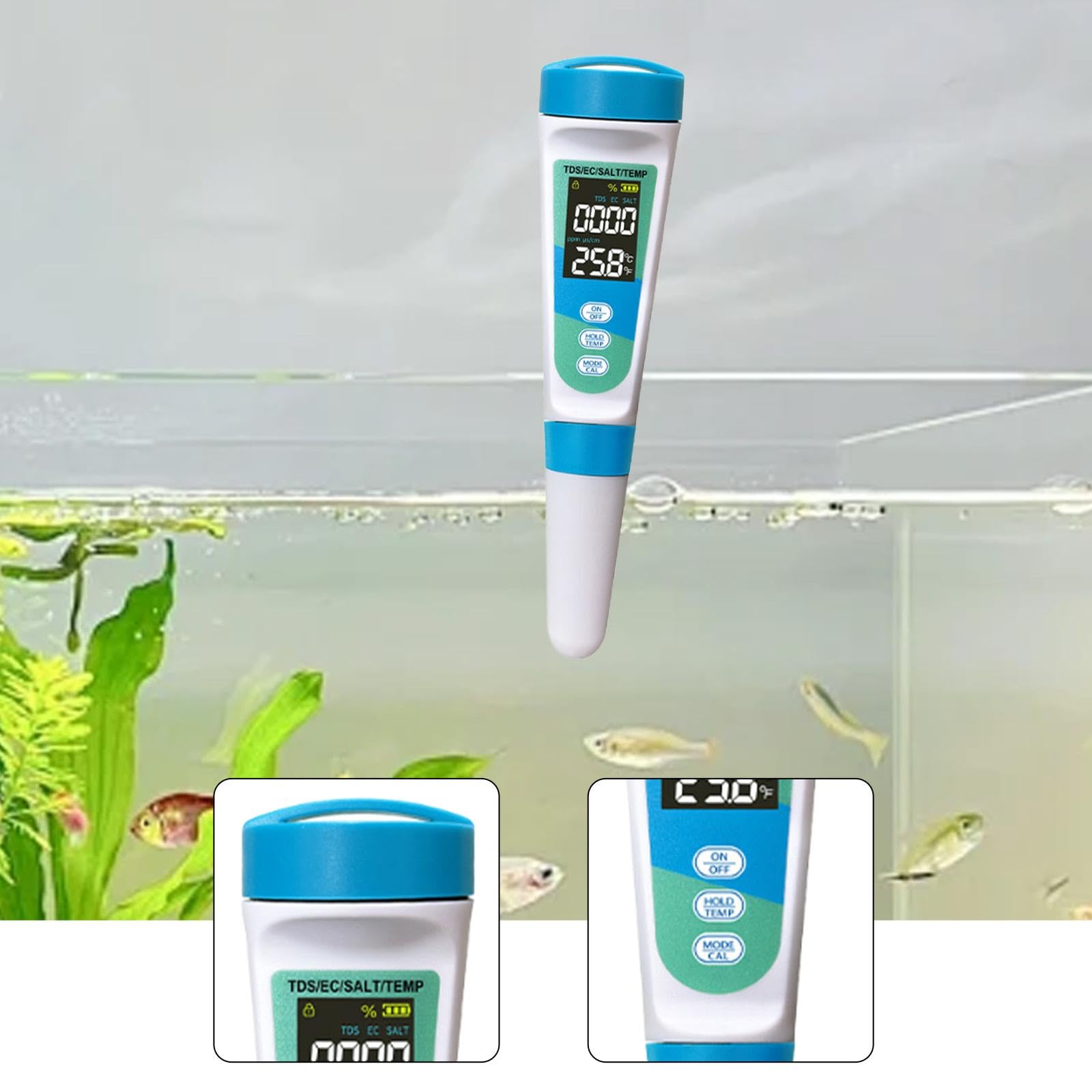LOVIVER Misuratore di TDS, misuratore di Sale per Piscina, di Temperatura del Sale TDS, Test dell'Acqua, Display, Tester della qualità