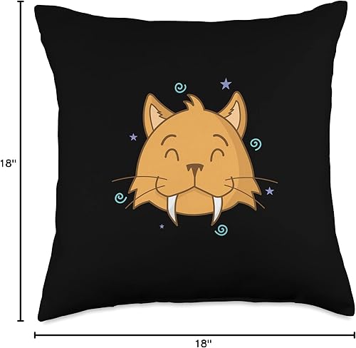 Vista 5 de Sabre-toothed tiger Smilodon animal teeth tiger Saber-Toothed Tiger Wild Predator - Almohada de gato, 16 x 16 pulgadas, multicolor