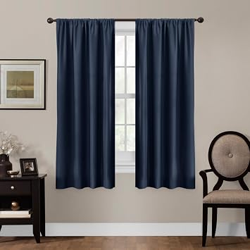 Maytex Smart Curtains Julius 100 Percent Blackout Window Panel, 50 inch x 63 inch, Navy