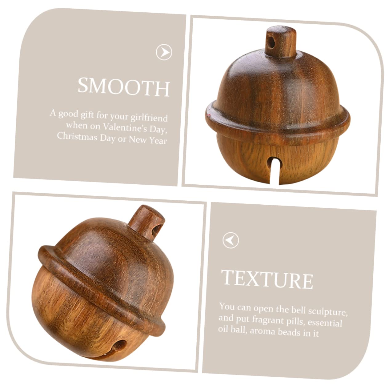 ABOOFAN 8 Pz Campana di legno ciondolo per aromaterapia fai da te campanelli per decorazione scrivania accessori telefono diffusore arredamento decorazione da appendere alla borsa