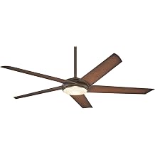 مروحة سقف MINKA-AIRE F617L-ORB/AB Raptor LED مقاس 60 بوصة مع جهاز تحكم عن بعد، برونزية مصقولة بالزيت