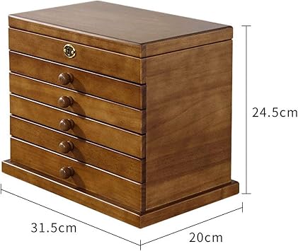 Extra Large Wooden Jewelry Box,Jewelry Organizer for Women,6 Layer Jewel Case with Mirror Drawers Lock
